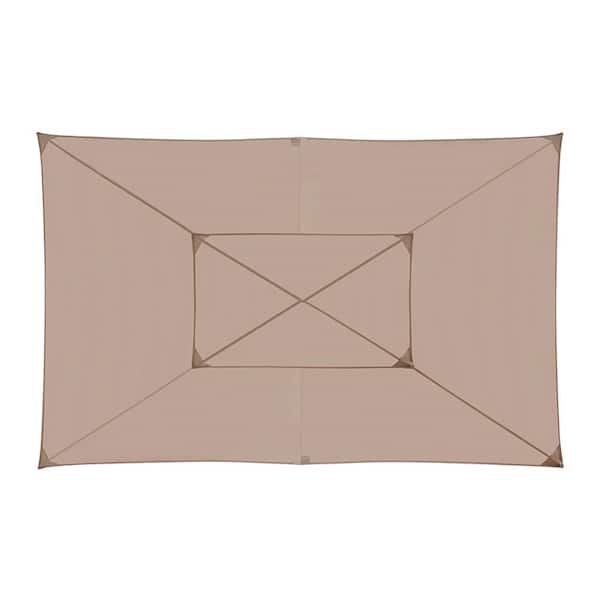Maypex 8 ft. x 5 ft. Black Steel 2-Tier Flagpole Gazebo with Tan Canopy