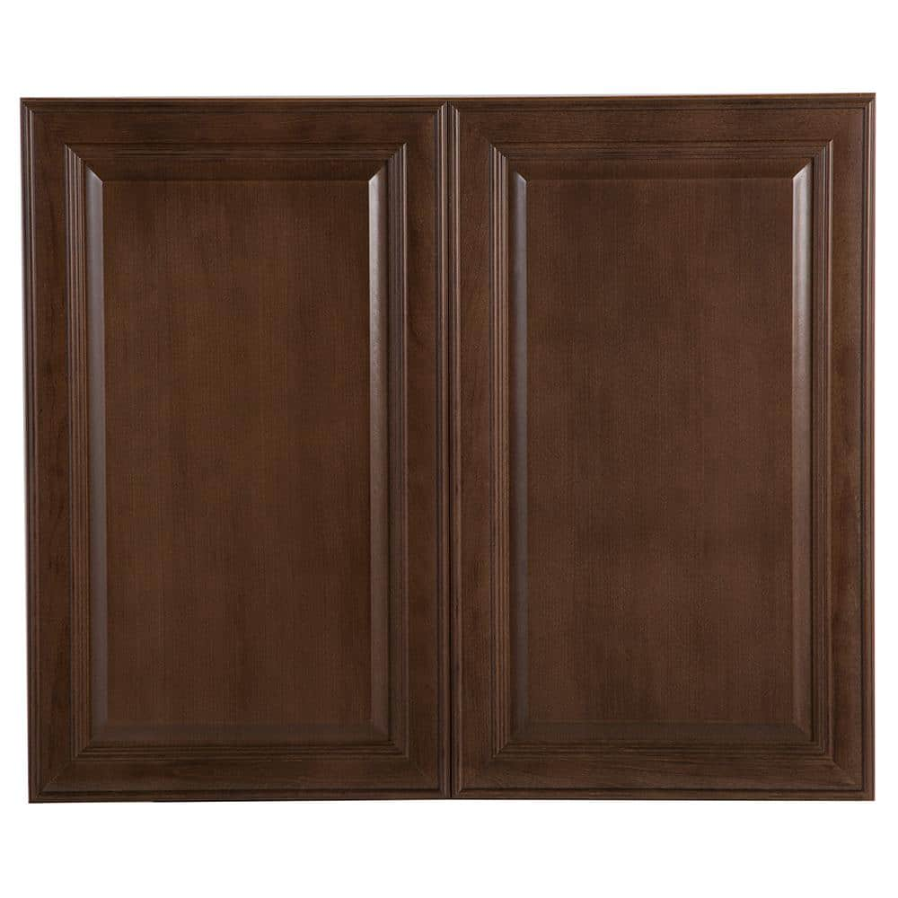 Hampton Bay Benton Assembled 36x30x12 In. Wall Cabinet In Butterscotch ...