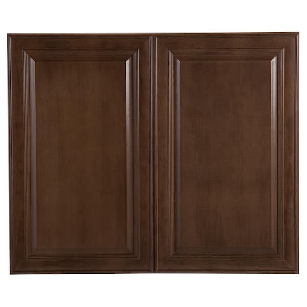 Hampton Bay Benton Assembled 36x30x12 in. Wall Cabinet in Butterscotch