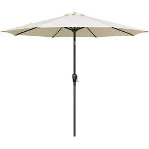 9 ft. Aluminum Market Push Button Patio Umbrella in Beige with 8-Sturdy Ribs
