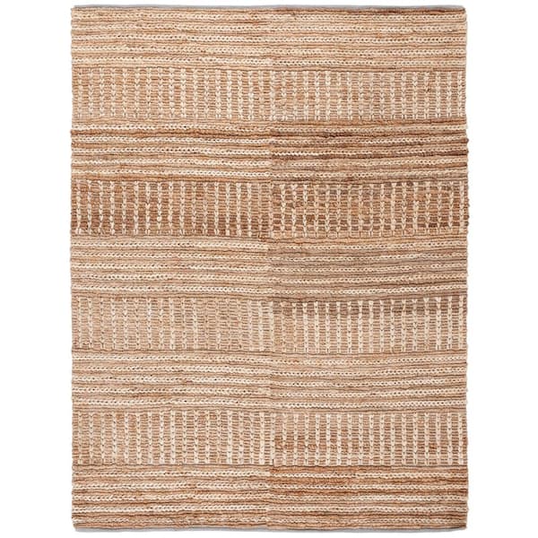 SAFAVIEH Natural Fiber Beige 8 ft. x 10 ft. Striped Woven Area Rug