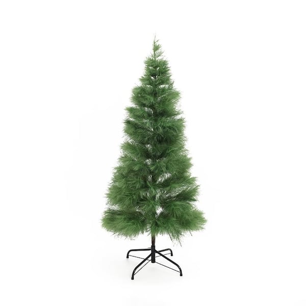 5 ft. Holiday Unlit Slim Pampas Artificial Christmas Tree in Green