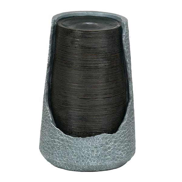 Seasonal Abode Inc Bayron Gray and Black Urn Polyresin Fountain 77148 ...