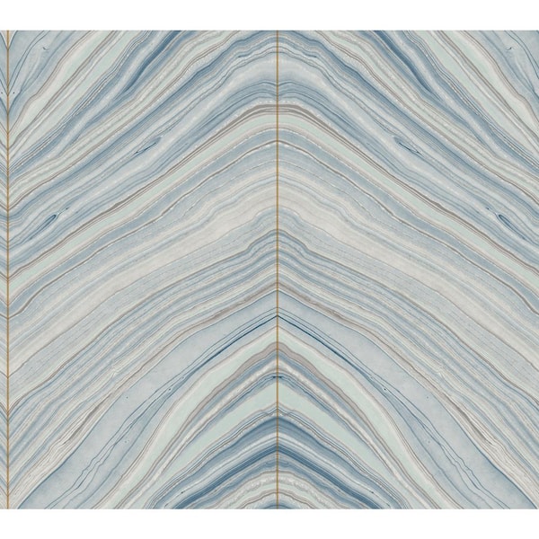 York Wallcoverings Mist Blue Onyx Strata Non Woven Preium Peel and Stick Wallpaper Approximate 45 sq. ft.