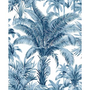 Tommy Bahama Palmiers Azure Vinyl Peel & Stick Wallpaper Roll (Covers 30.75  Sq. Ft.) 802803WR - The Home Depot