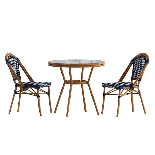 Brown 3-Piece Aluminum Outdoor Dining Set