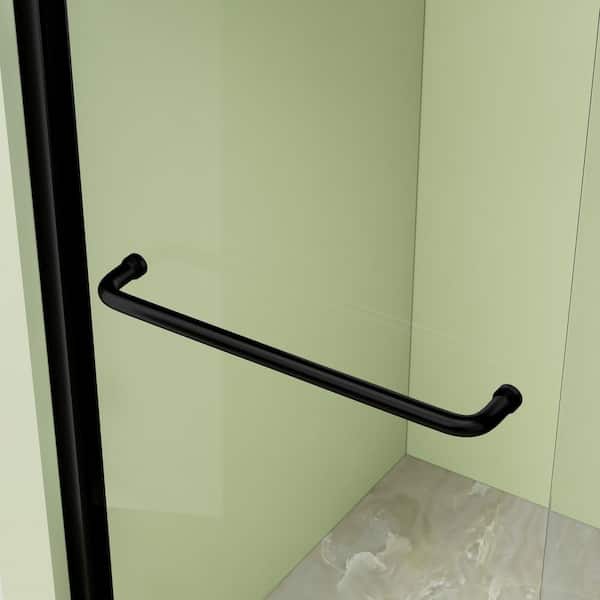 niveal Loopy 60 in. W x 76 in. H Sliding Glass Shower Doors with 1/4 in. (6 mm) Clear Tempered Glass, Matte Black Finish