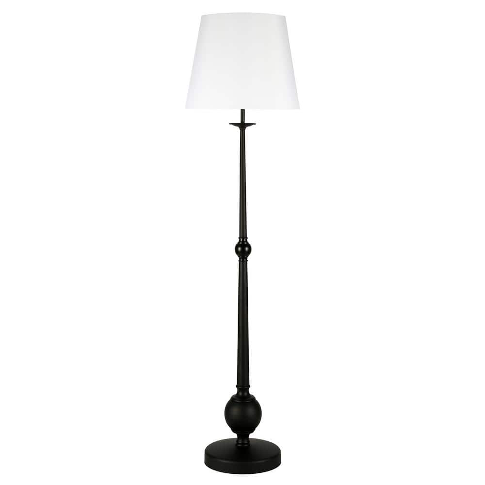 Wilmer Blackened Bronze 68" Floor Lamp with Linen Shade