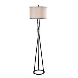Mariah 60 in. Black Floor Lamp with Silver Accents