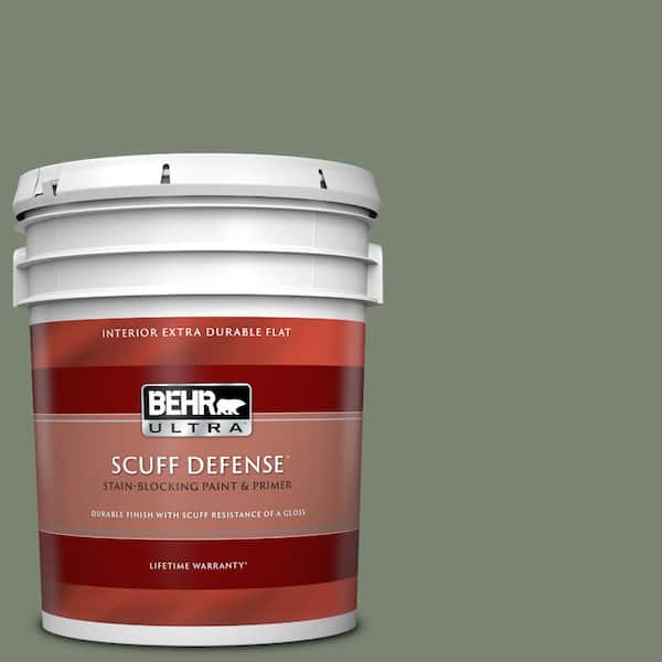 BEHR ULTRA 5 gal. #ICC-77 Sage Green Extra Durable Flat Interior Paint & Primer
