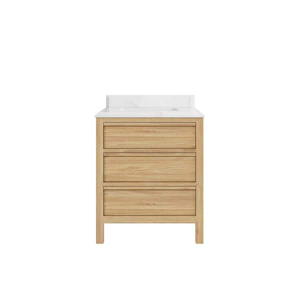 Willow Collections Elizabeth 30 in. W x 22 in. D x 36 in. H Bath Vanity in Natural with Cove Edge Empira Quartz Top
