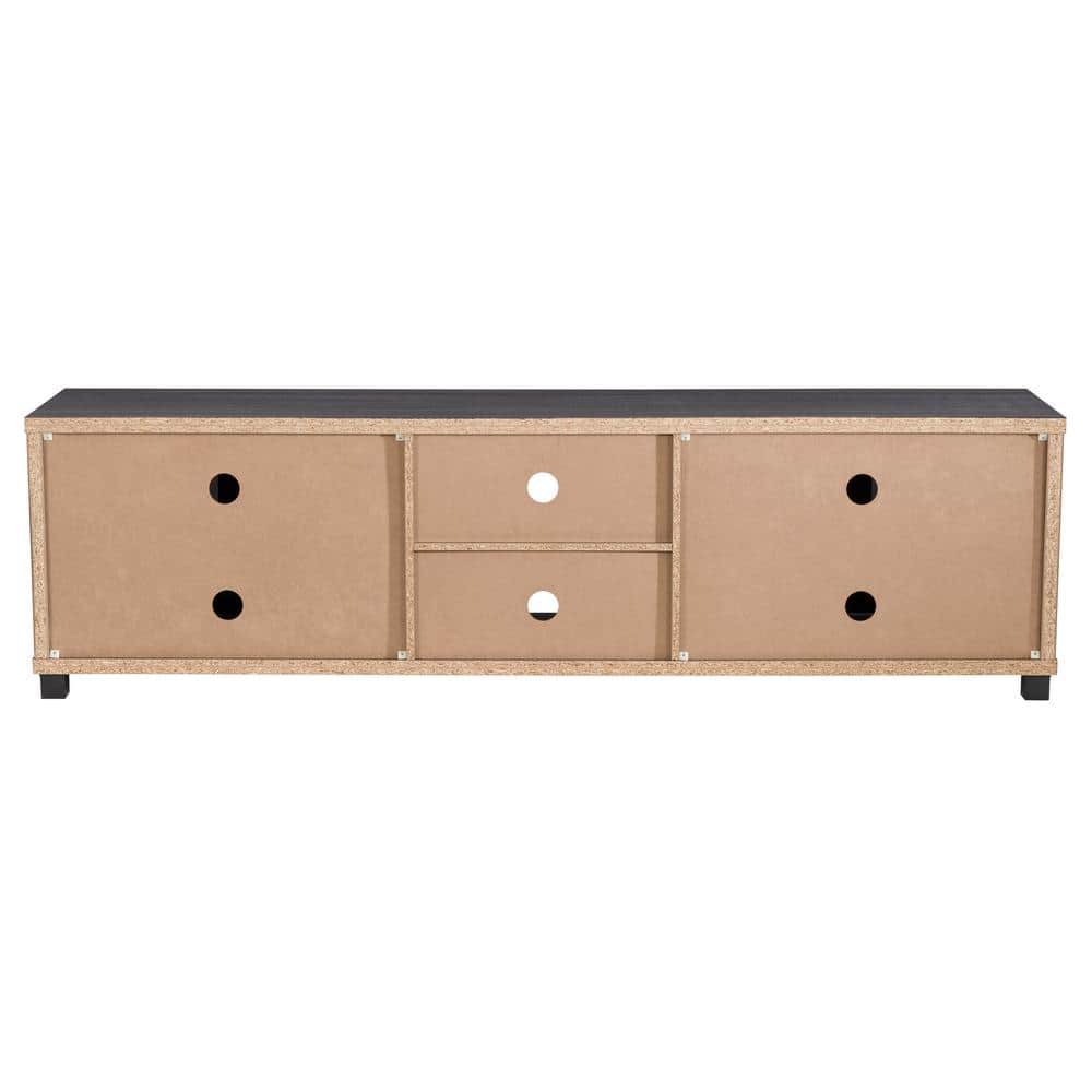 Fremont 84" Dark Gray Engineered Wood TV Stand with Glass Cabinets