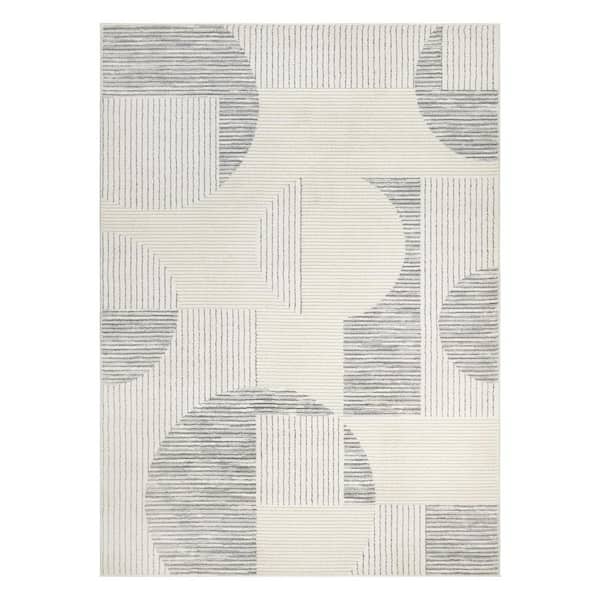 Nizza Collection Phoenix Ivory 8 ft. x 10 ft. Geometric Area Rug