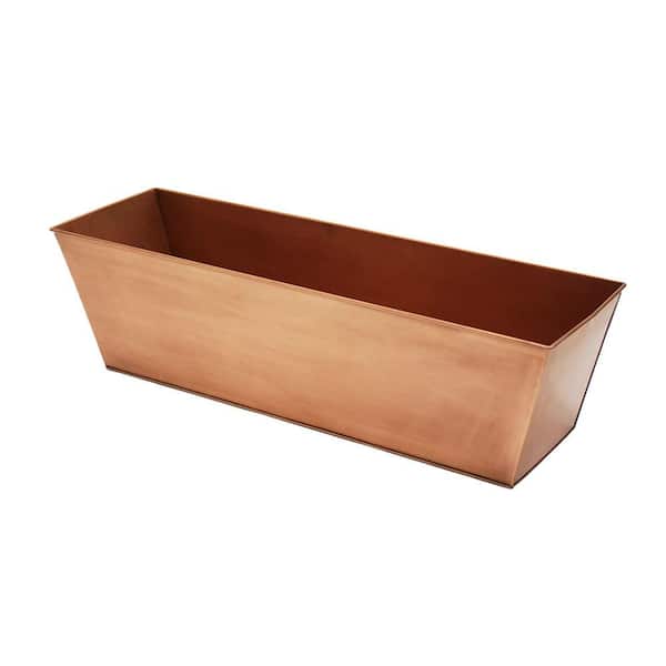 Large Galvanized Steel Plain Copper Flower Box 34.5 in. Wide Copper Plated