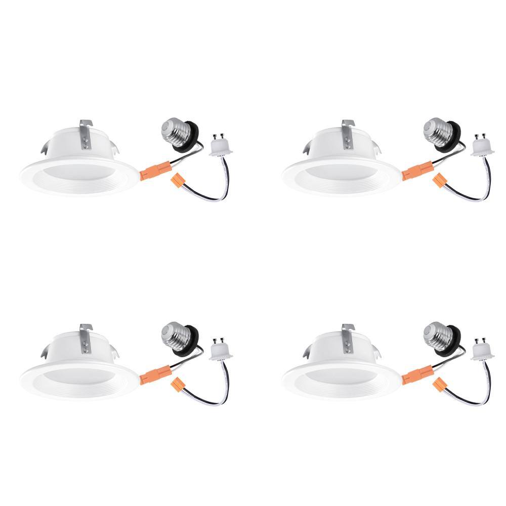 Globe Electric 4 In White Integrated Led Recessed Retrofit Lighting Trim 4 Pack 91153 The Home Depot