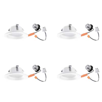 4 in. White Integrated LED Recessed Retrofit Lighting Trim (4-Pack)