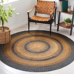 Braided Natural/Sage Doormat 3 ft. x 5 ft. Border Striped Oval Area Rug