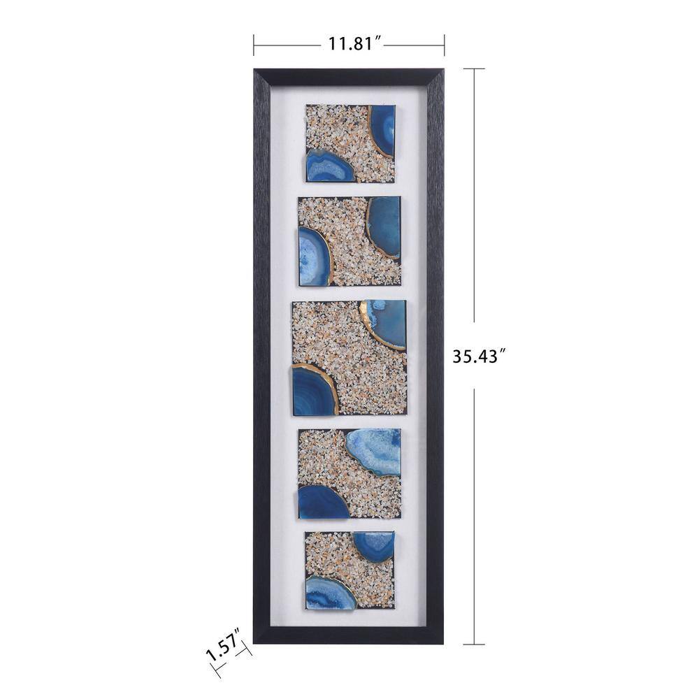 Agate Blue Shadow Box Wall Art with Black Frame