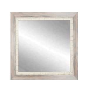 Medium Square Cream/Gray Casual Mirror (32 in. H x 32 in. W)