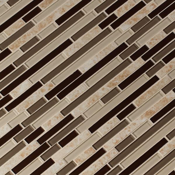 MSI - Amalfi Cafe Interlocking 12 in. x 12 in. x 0.24 in. Glass/Stone Blend Mesh-Mounted Mosaic Wall Tile (1 sq. ft. / Case)