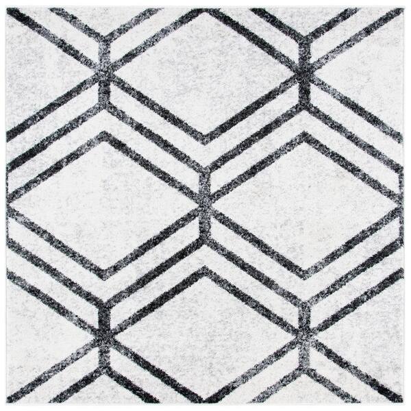 SAFAVIEH Adirondack Ivory/Charcoal 6 ft. x 6 ft. Distressed Diamond Square Area Rug ADR253B6SQ