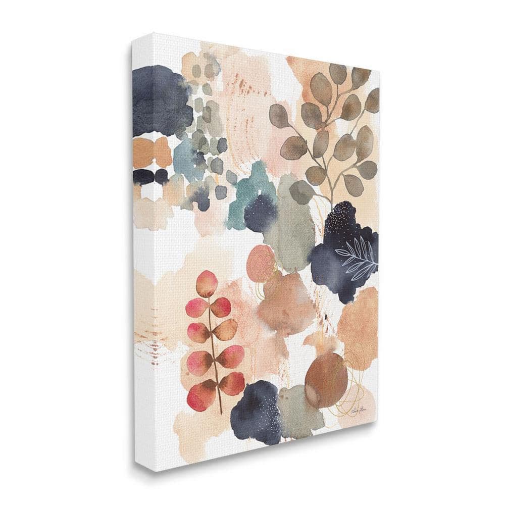 Large Abstract Botanical Collage Canvas Wall Art in Multicolor