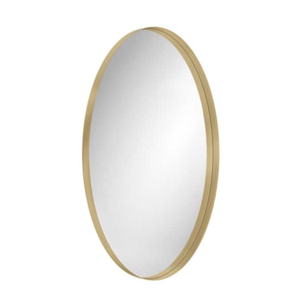Unbranded 24.00 in. W x 36 in. H Small Oval Metal Framed Dimmable Wall Bathroom Vanity Mirror in Brushed Nickel