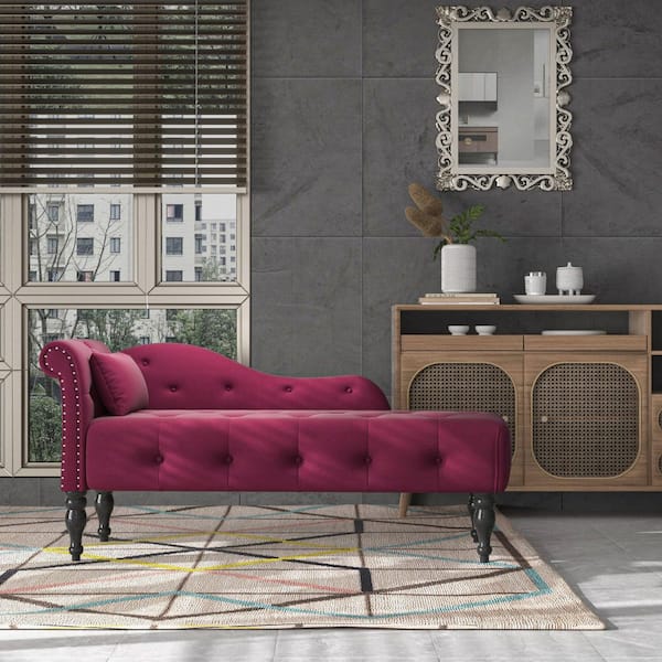 60.6 in. W Rolled arm Velvet Straight Nailhead Trim Sofa in Purple