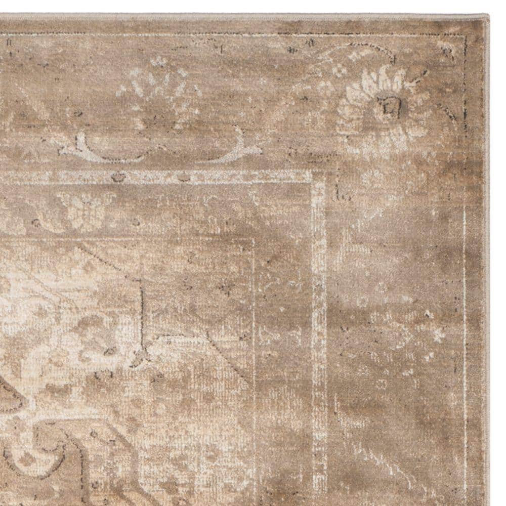 Elegant Mouse Floral Hand-Knotted Viscose Area Rug - 6'7" x 9'2"