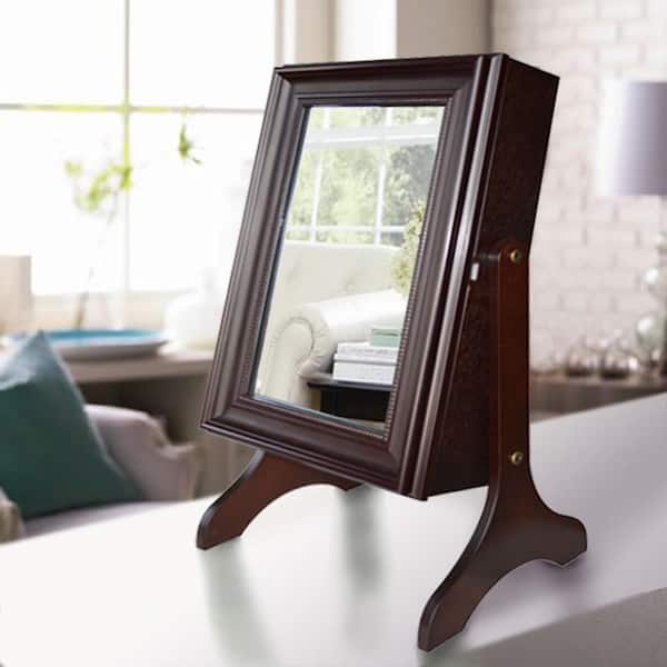 Charlotte Jewelry Armoire With Mirror, Tabletop Jewelry Armoire