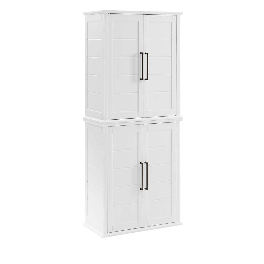 Bartlett Tall White MDF Freestanding Storage Pantry with Adjustable Shelves