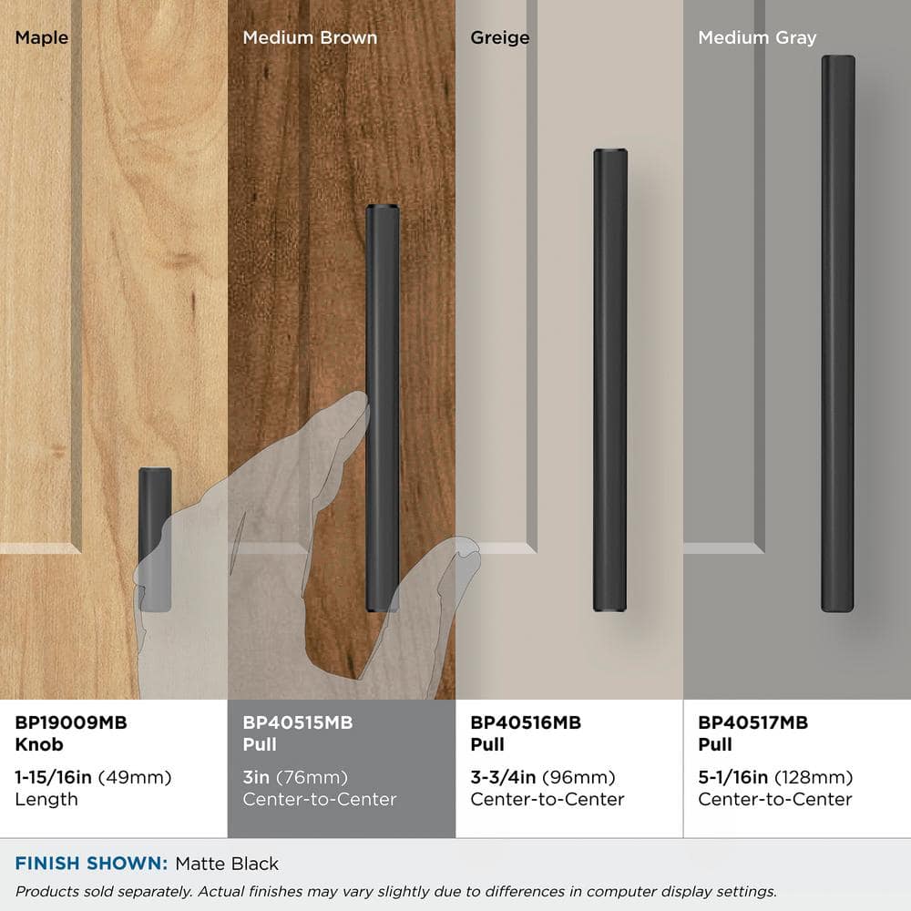 Matte Black Steel Bar Pulls with Mounting Hardware, 10 Pack