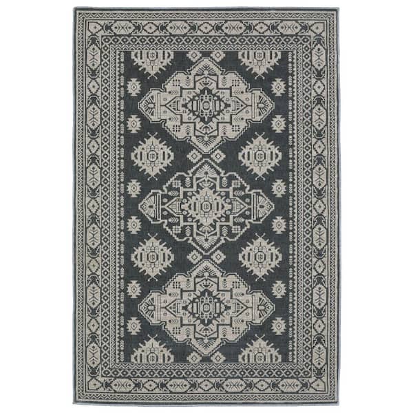 8 ft. x 11 ft. Ivory, Red Oriental Washable Area Rug