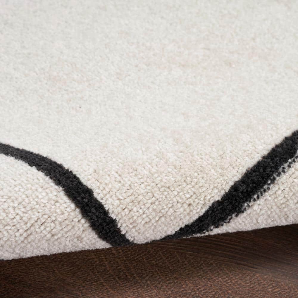 Nourison Essentials Double Bordered Ivory & Black Outdoor Rug