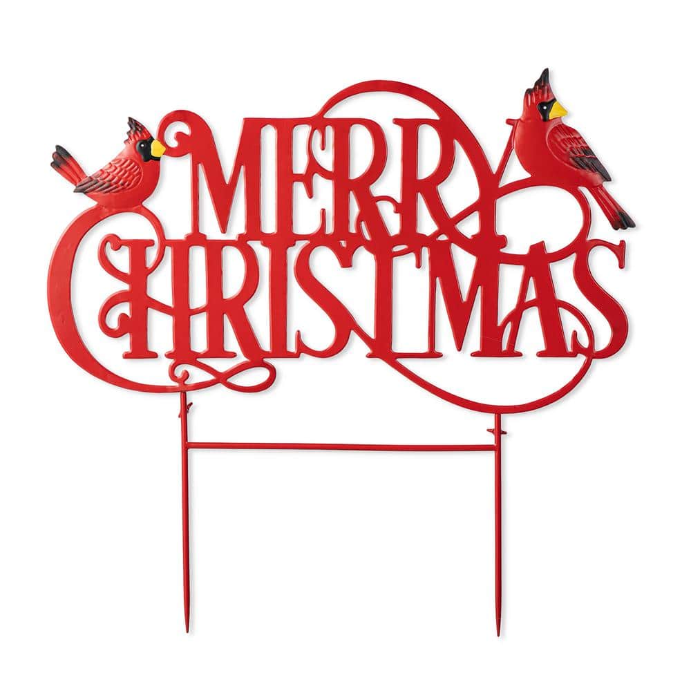 Glitzhome 24 in. L Metal Christmas Merry Christmas Yard Stake