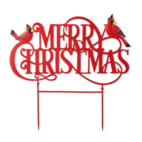 Glitzhome 24 in. L Metal Christmas Merry Christmas Yard Stake