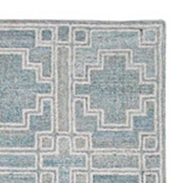 Lesy Turquoise, Ivory and Gray 92 in. x 120 in. Geometric Area Rug
