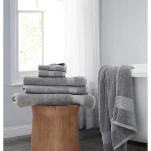 Cotton TENCEL 6-Piece Grey Solid Cotton Bath Towel Set
