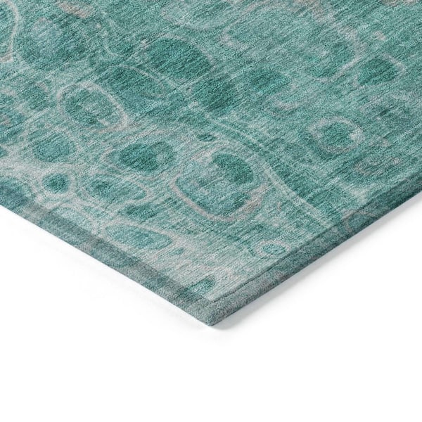 Chantille Machine Washable Indoor/Outdoor Abstract ACN1940 Aqua 8 ft. x 10 ft. Area Rug