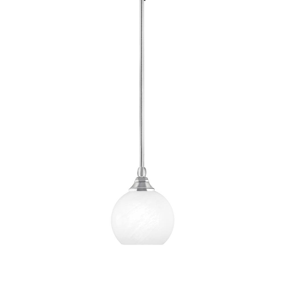 Sparta 100-Watt 1-Light Chrome Shaded Pendant Light Mini Pendant with White