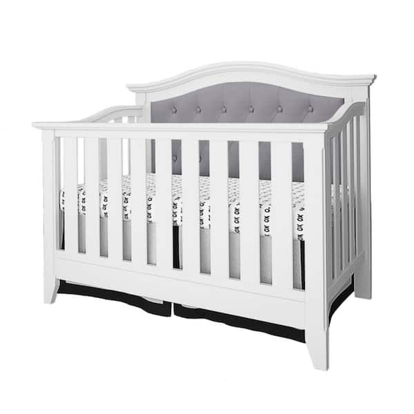 Belle Isle Furniture Magnolia White Gray Linen Upholstered Convertible Crib