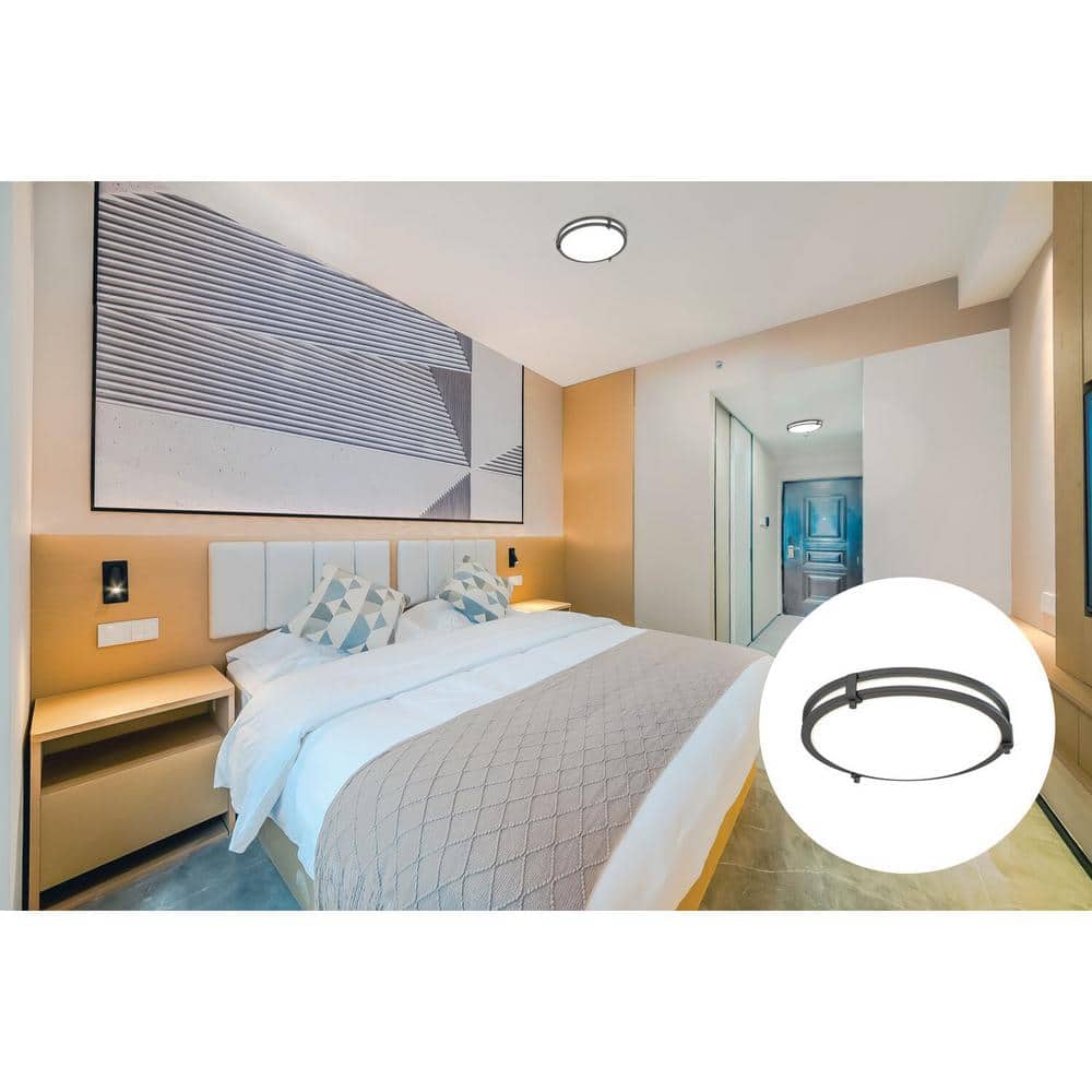 FMSATL 16 in. 1-Light Matte Black LED Flush Mount with Switchable CCT price history on PriceWatchPro