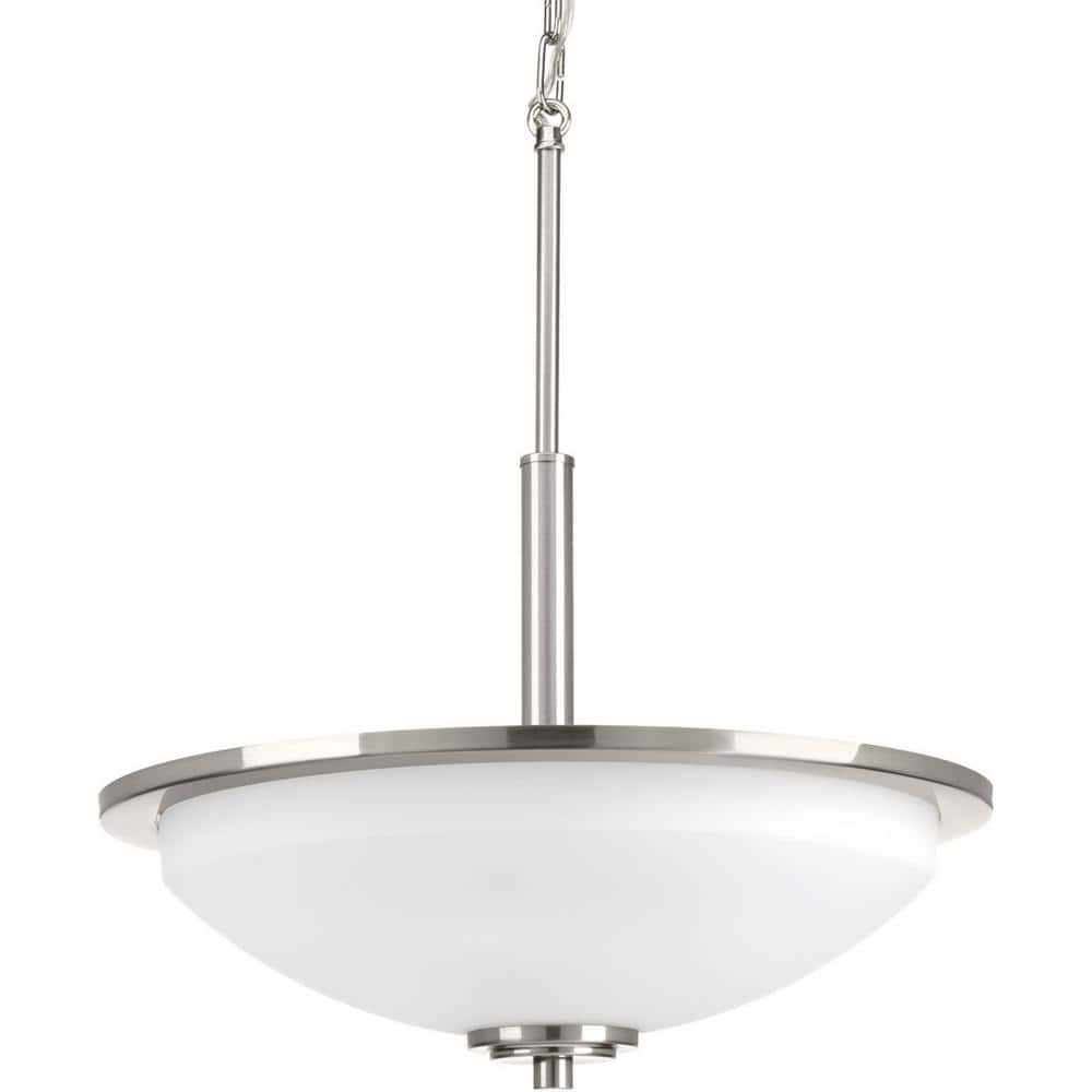 Brushed Nickel 3-Light Pendant with Etched Glass Shade