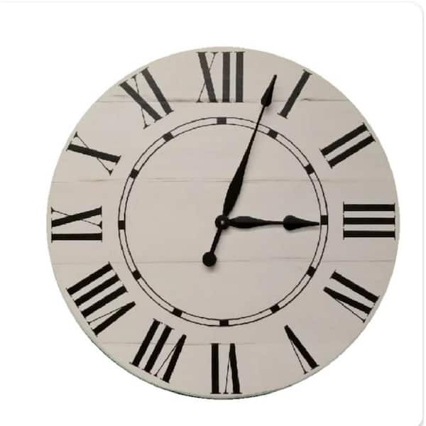 AVERY ST DESIGN CO Riley 24 in. White Farmhouse Wall Clock