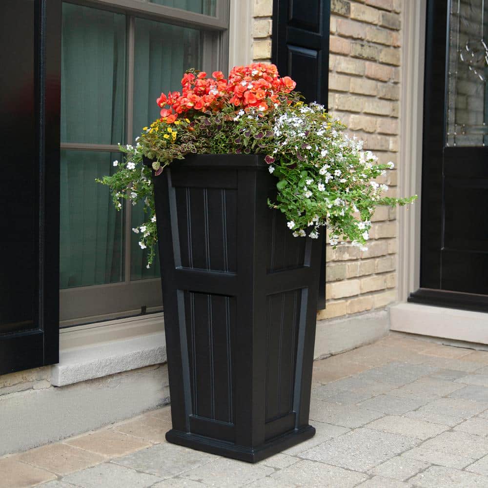 Cape Cod 32" Black Polyethylene Self-Watering Planter