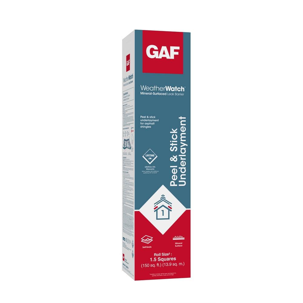 GAF WeatherWatch 36 in. x 50 ft., 150 sq. ft. Mineral-Surfaced Peel and  Stick Roof Leak Barrier Roll 0912000 - The Home Depot