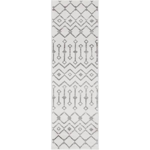 Moroccan Trellis Collection Area Rug - Mamounia (2 ft. 6 in. x 8 ft. 2 in. Runner White)
