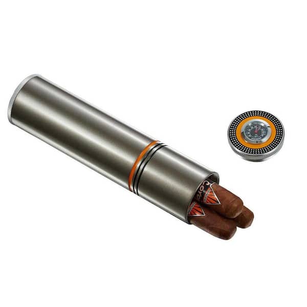Little Joe Satin Gunmetal Travel Holds 3-Cigar Case