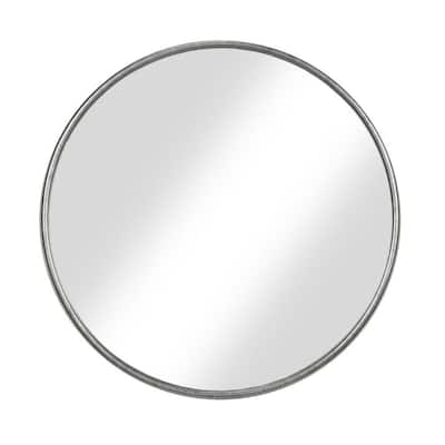 Small Round Silver Modern Mirror (1 in. H x 30 in. W)