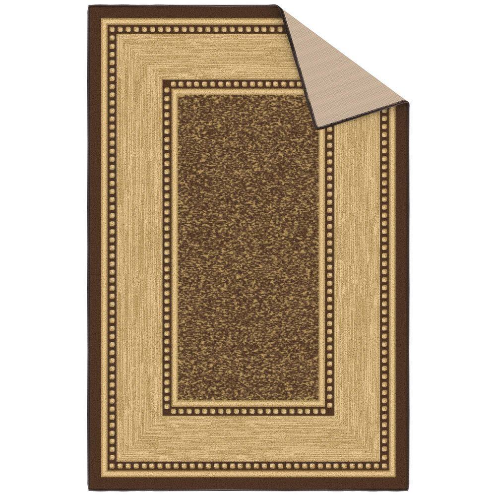 Brown and Beige Non-Slip Rubberback Area Rug 3'3" x 5'